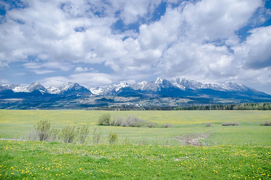 panorama, mountains, landscape, nature, clouds, view, mountain panorama HD wallpaper