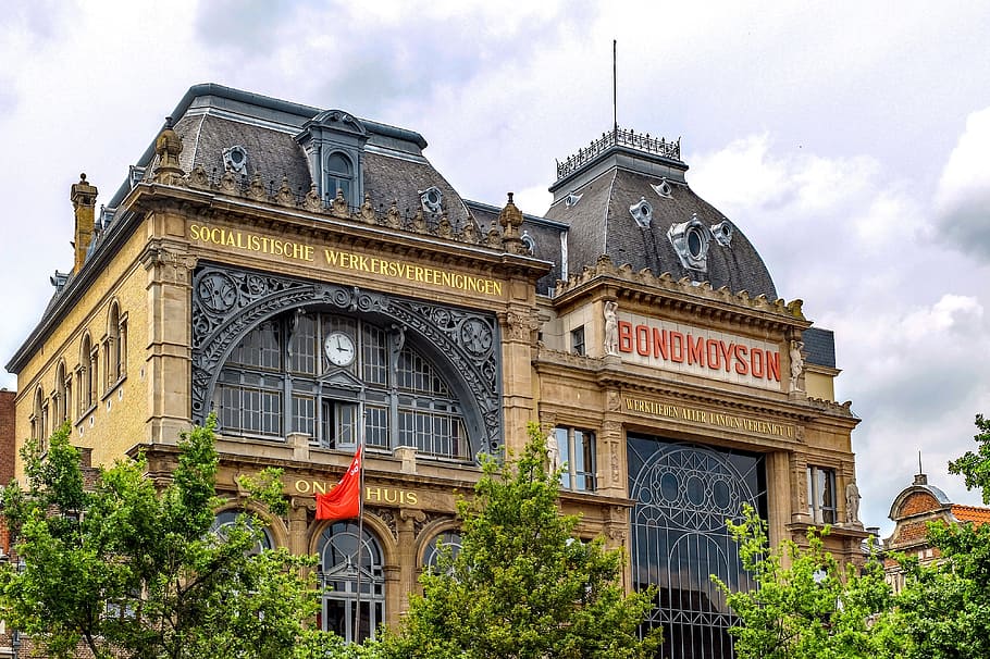 building, architecture, gent, gan, trade union of workers, werkersvereenigingen HD wallpaper
