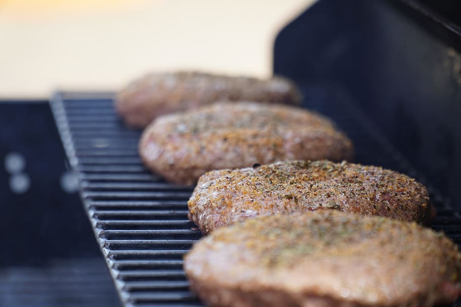 Hamburger, Grill, Meat, Barbecue, cooking, lunch, juicy, delicious HD wallpaper