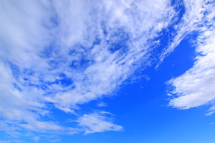 low angle photography of white sky, blue day, baiyun, light cloud, HD wallpaper