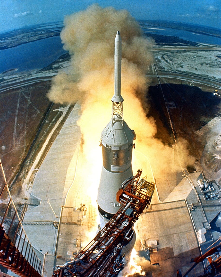aerial photography of rocket launch during daytime, Apollo 11