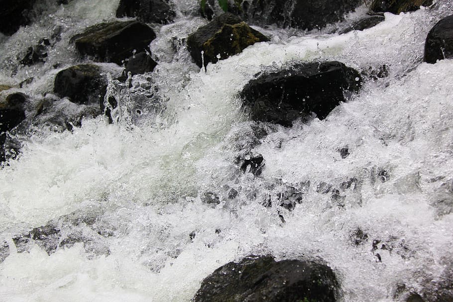 waterfall, macro, nature, river, stream, stone, sport, motion HD wallpaper