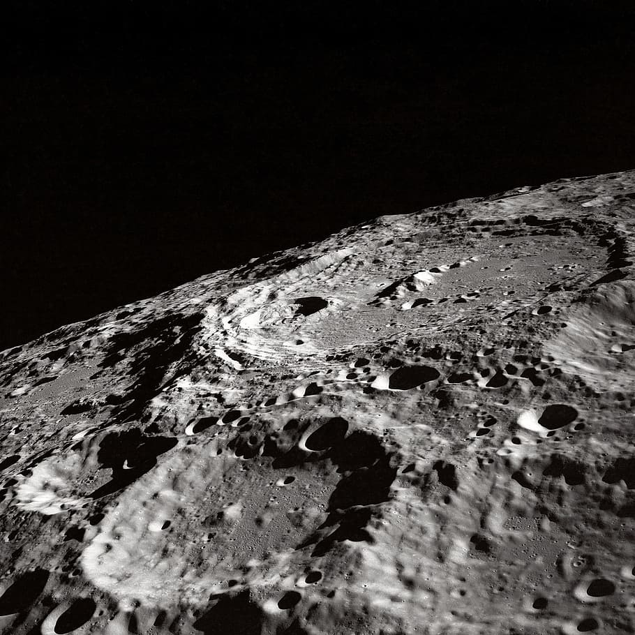 moon surface, moon craters, kraterandschaft, lunar landscape