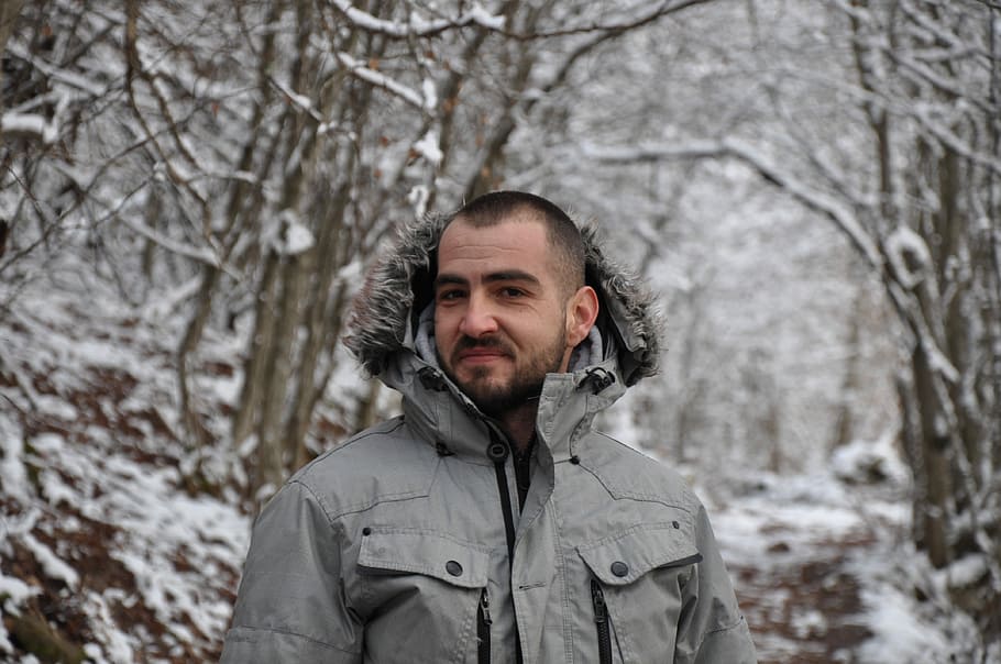 winter, snow, tree, cold temperature, portrait, clothing, land HD wallpaper