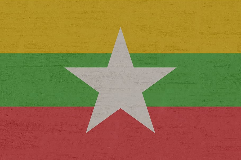myanmar, flag, shape, no people, star shape, sign, red, white color HD wallpaper