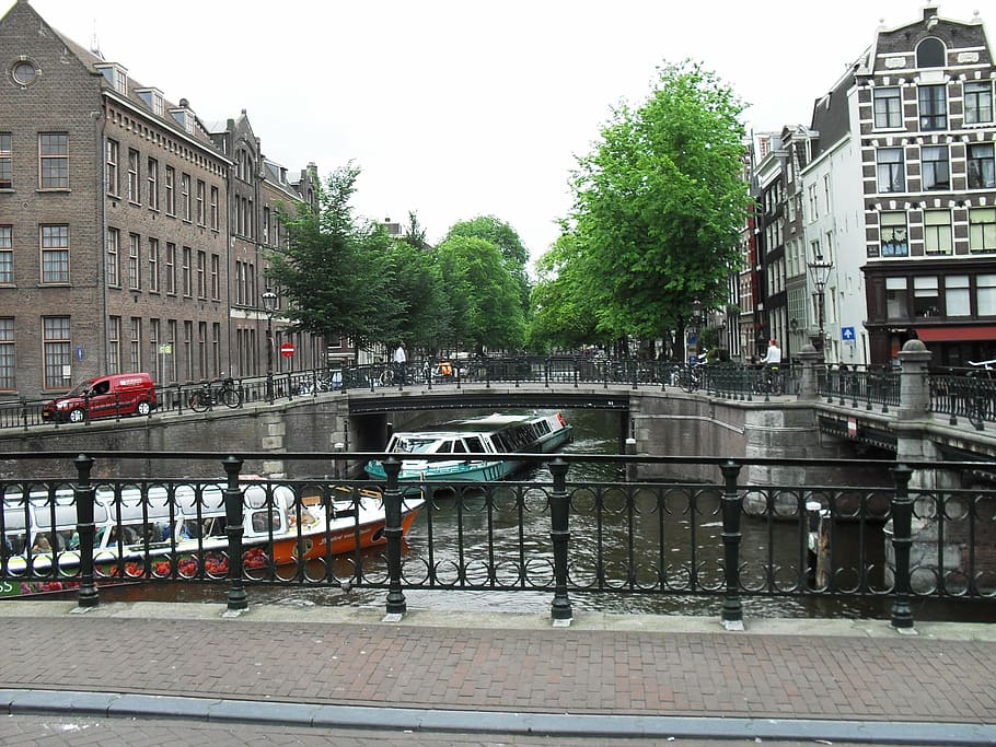 amsterdam, bridge, river, water, architecture, bridge - man made structure HD wallpaper