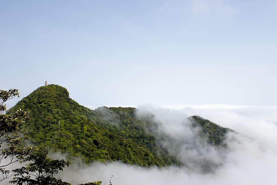 vintage, classic, old, nature, mountain, fog, scenics, sky HD wallpaper