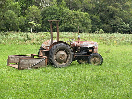 tractor, old, farm, field, agriculture, farming, rural, wheel HD wallpaper