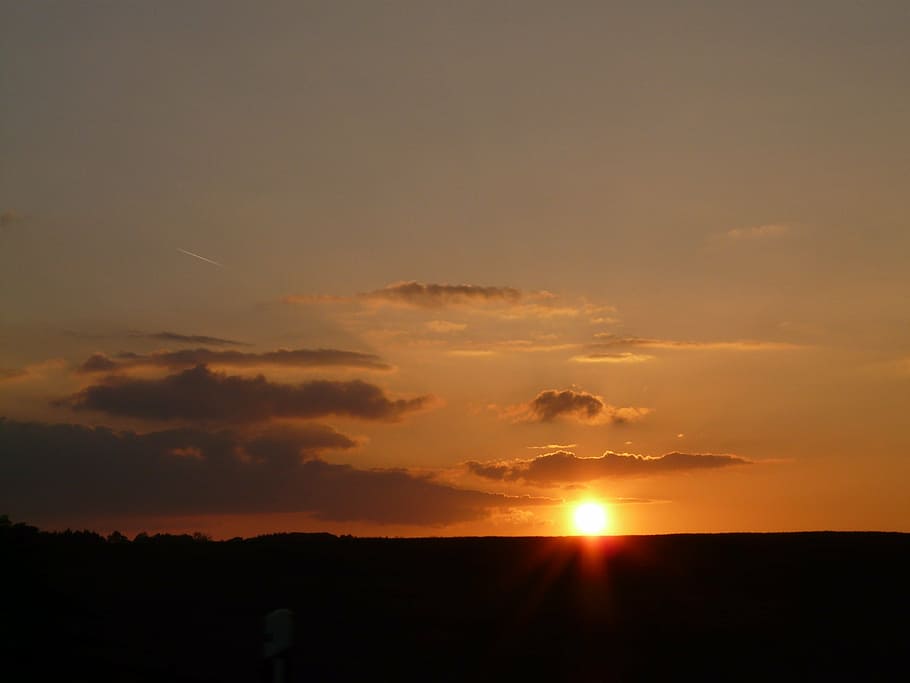 sunset, clouds, sky, afterglow, horizon, wide, distant, infinity HD wallpaper