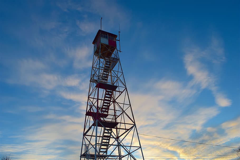 tower, sunset, sky, clouds, light, evening, silhouette, structure HD wallpaper