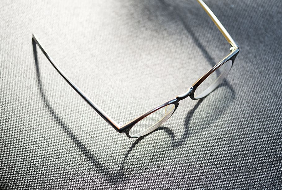 black plastic-framed eyeglass, wear, accessory, aerial, analysis HD wallpaper