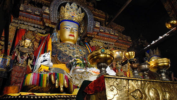 Tibet, Monastery, Buddha, Temple, religion, statue, spirituality HD wallpaper