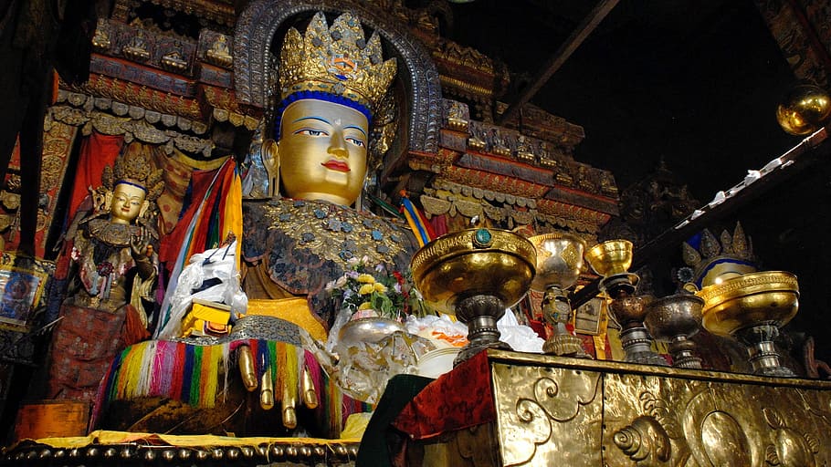 Tibet, Monastery, Buddha, Temple, religion, statue, spirituality HD wallpaper
