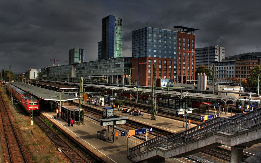 train station skyline, Freiburg, City, Germany, Railway Station, HD wallpaper