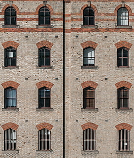 photo of brown stone building, multi-storey building, facade HD wallpaper