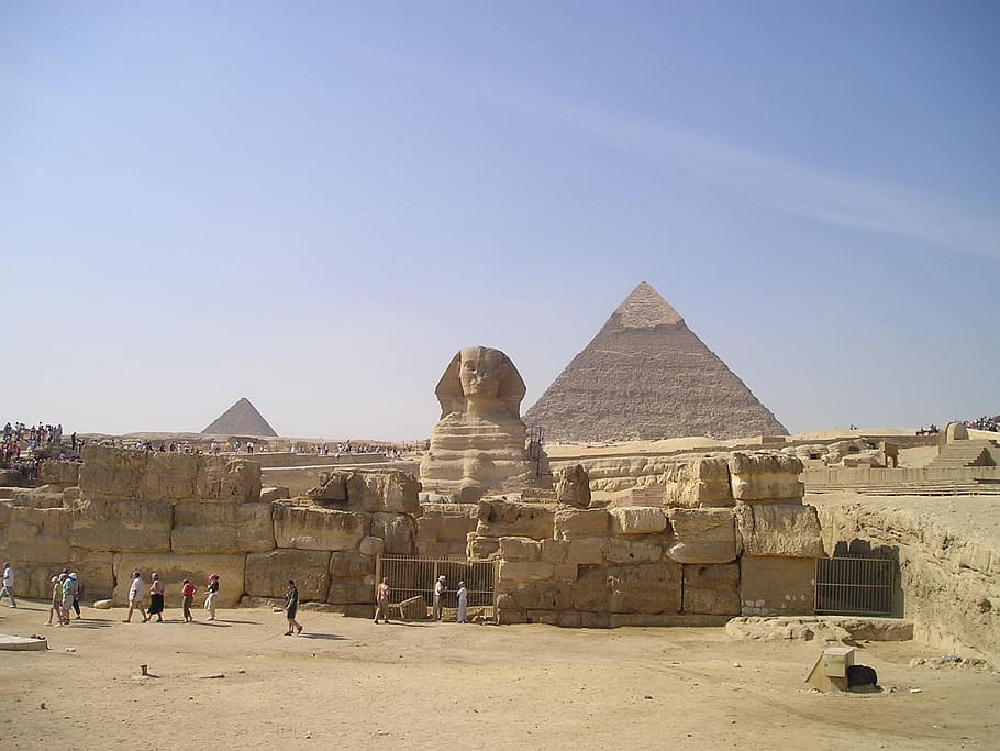 landscape photography of sphinx in Egypt, pyramids, egyptians HD wallpaper