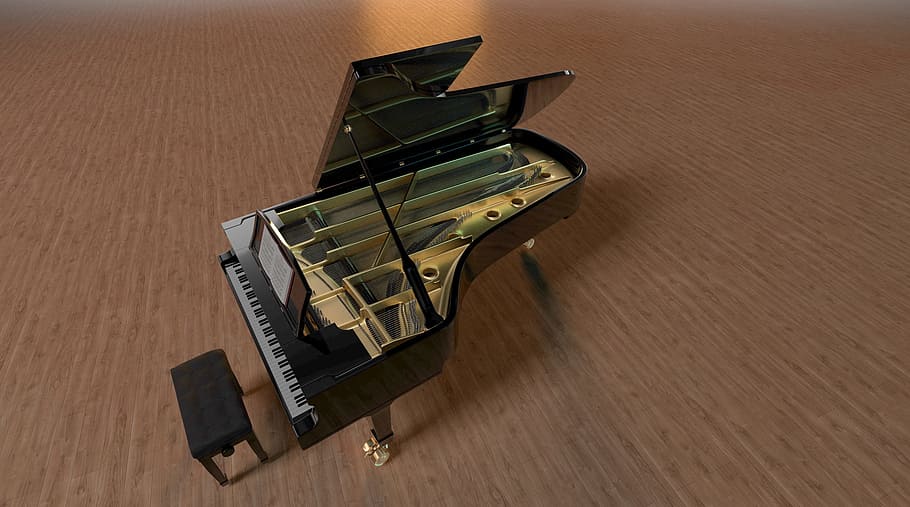 black grand piano, wing, keys, classic, instrument, keyboard instrument HD wallpaper