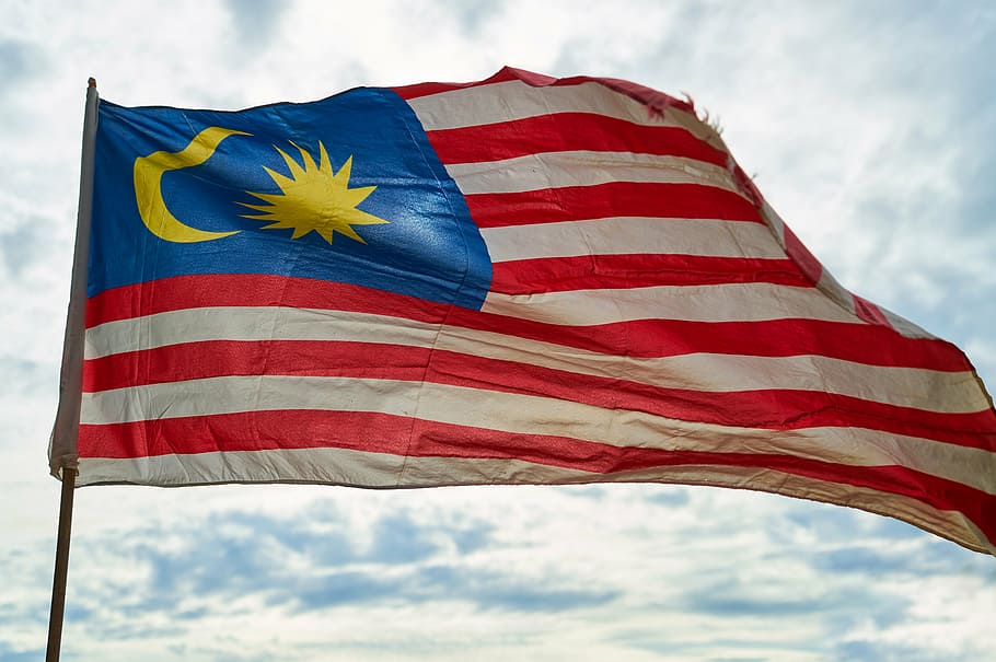national flag, malaysia, dom, independence, blue, red, striped, HD wallpaper