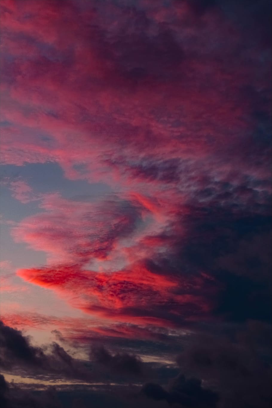 red clouds during daytime, red and gray sky during red hour, red sky HD wallpaper