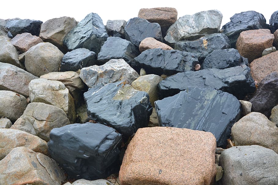 pebbles, coastline, path, driveway border, sea, solid, rock HD wallpaper
