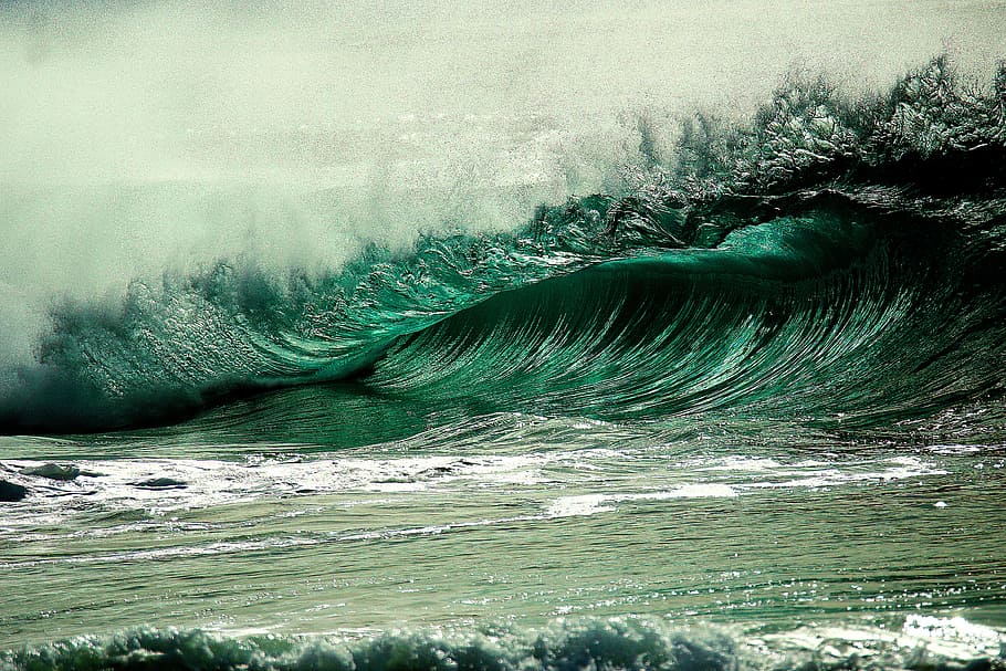 Tidal Wave Wall Painring, beach, foam, landscape, motion, ocean HD wallpaper