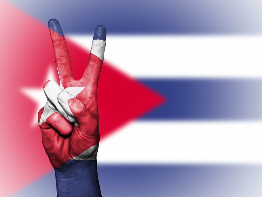 flag of Cuba, peace, hand, nation, background, banner, colors HD wallpaper