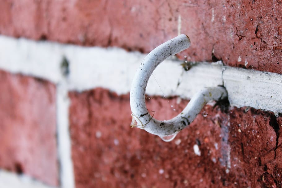 hook, wall, brick, bricks, old, close, masonry, dirt, hauswand HD wallpaper