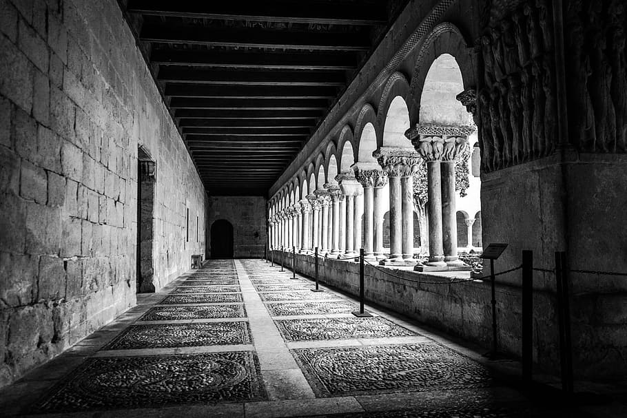 Monastery, Columns, Cloister, Silos, spain, medieval, arches HD wallpaper
