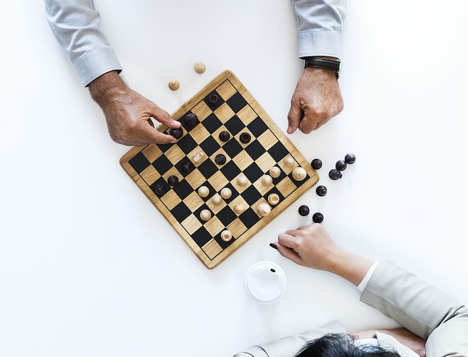 two men playing chess, mind game, hand, team, target, tactic