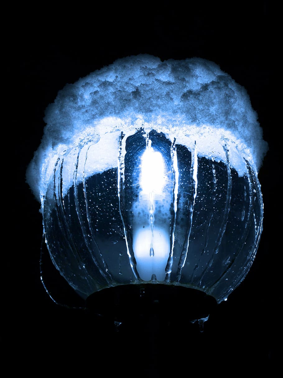 lamp, light, lighting, winter impressions, snow, twilight, artificial light HD wallpaper