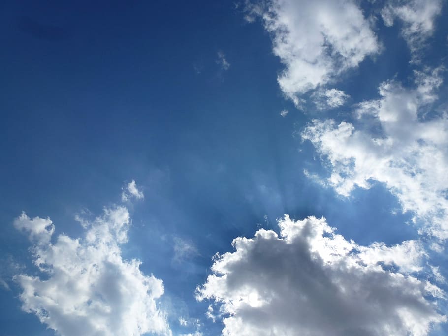 Clouds, Sunbeam, Covered, Sky, Blue, covered sky, nature, weather HD wallpaper