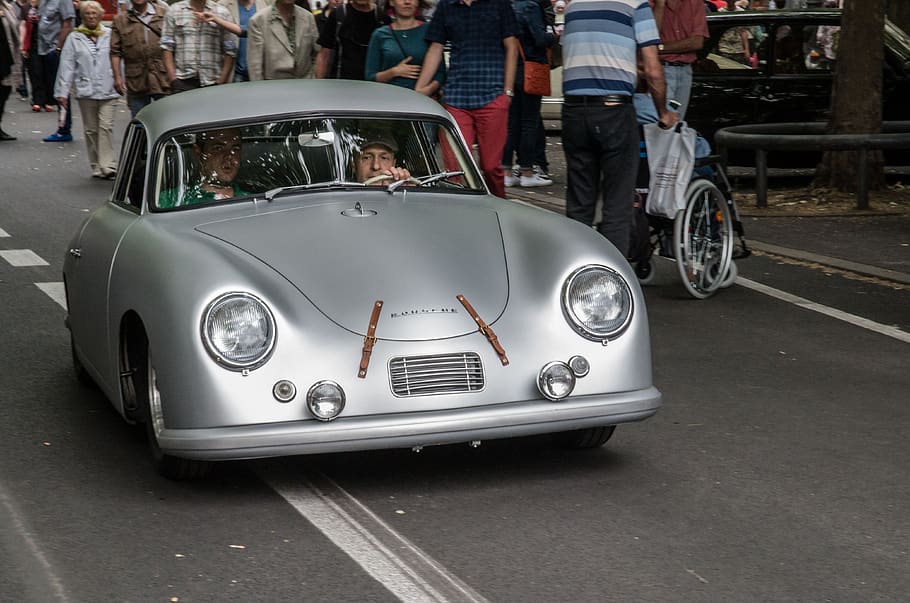auto, porsche, vehicle, oldtimer, classic, silver, automotive HD wallpaper