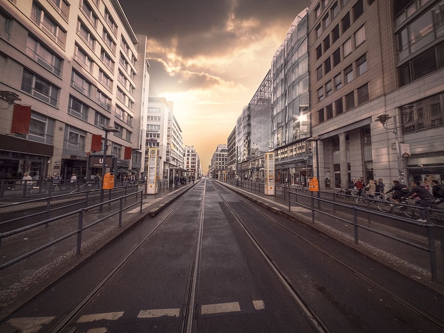landscape photograph of empty road, Berlin, City, Road, Light, HD wallpaper