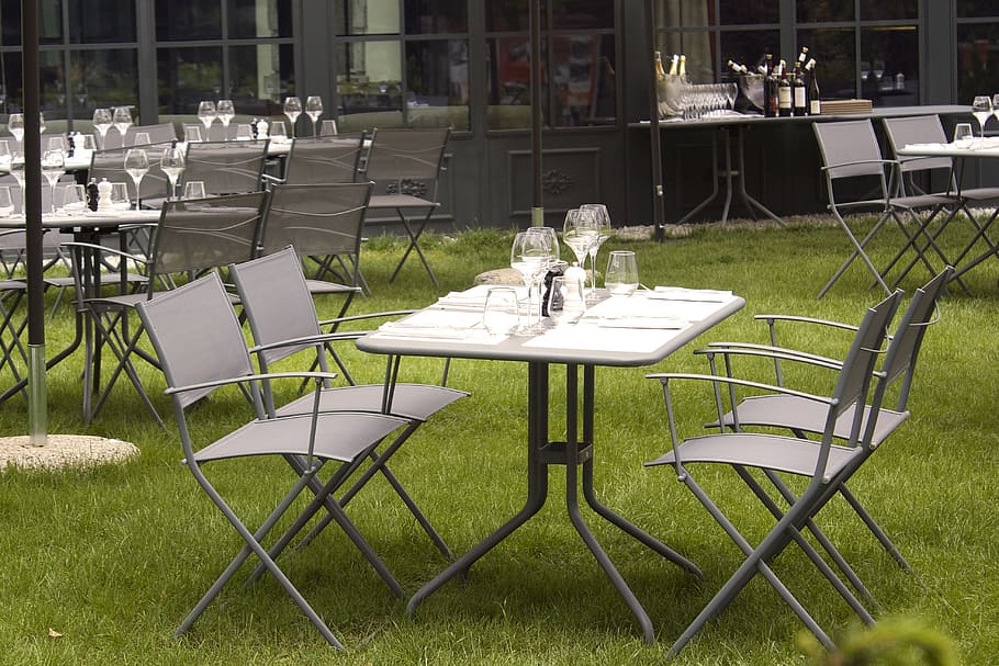 Restaurant, Table, Chairs, Grass, Lunch, setting, catering HD wallpaper