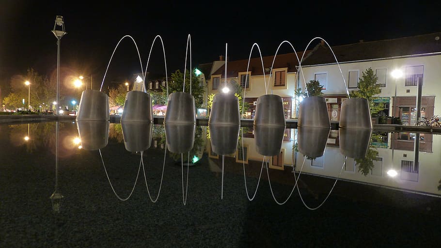 parade ground, fountain, night, illuminated, architecture, city HD wallpaper