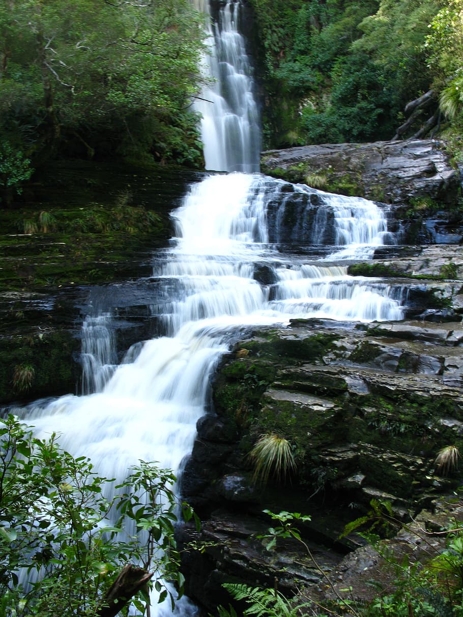 water, falls, river, stream, wet, fresh, clean, water background HD wallpaper