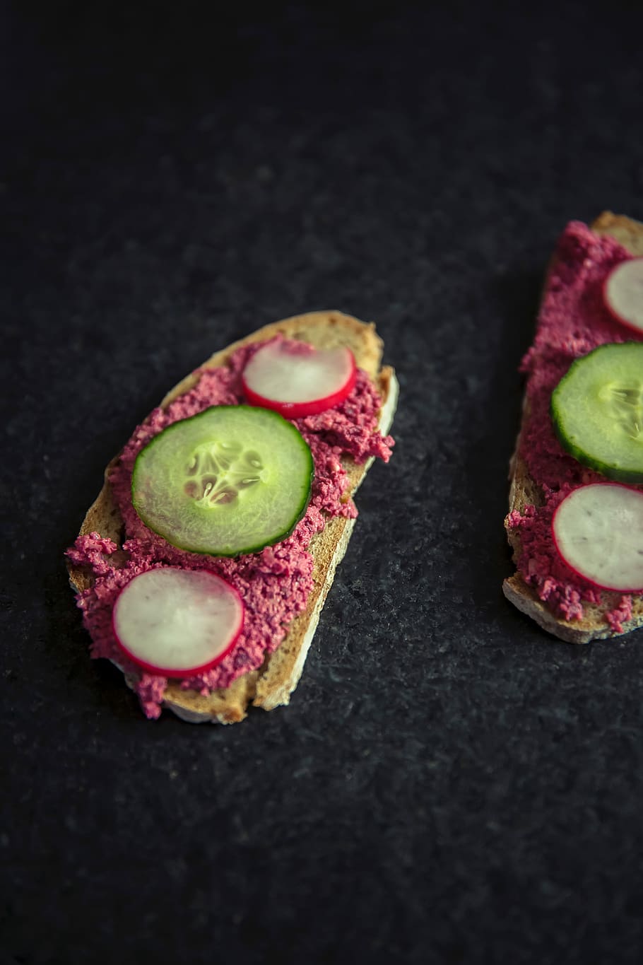 Sandwich, bread, cucumber, green, lunch, meal, pink, radish, vegetable HD wallpaper