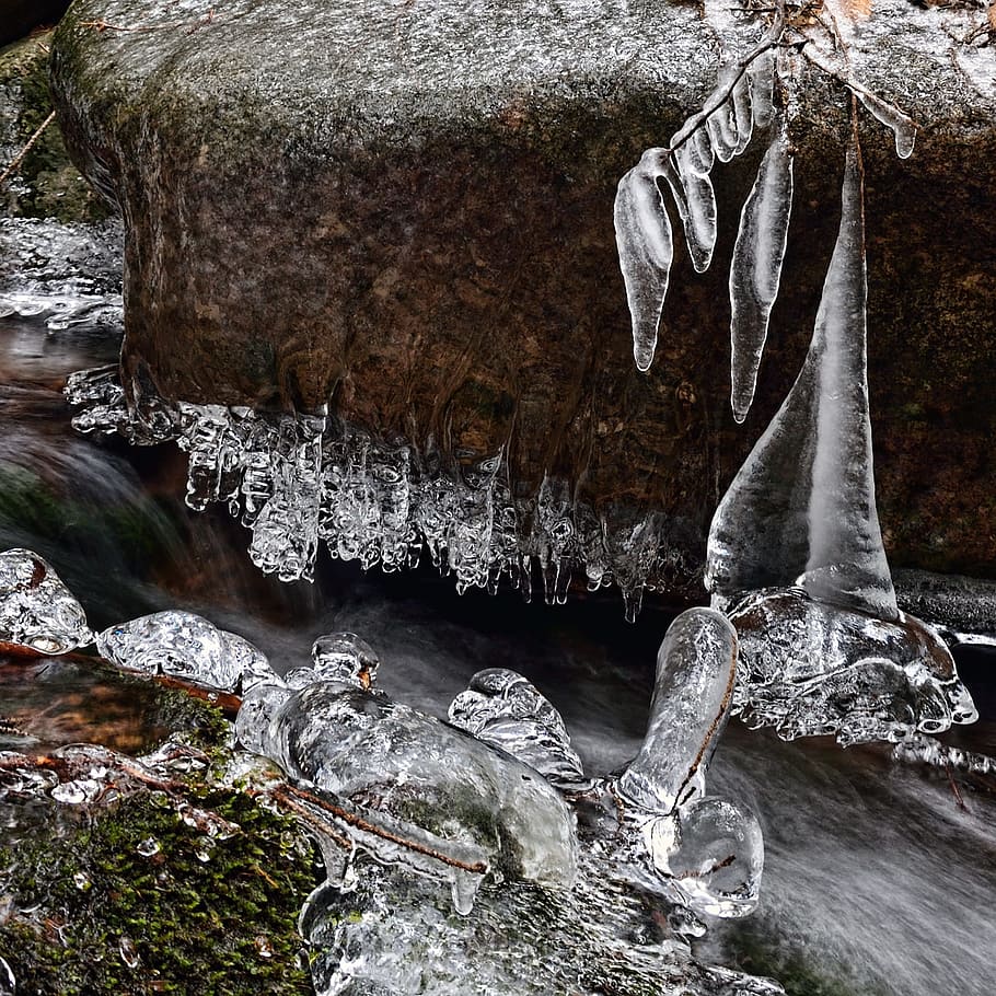 water, ice, icicle, cold temperature, nature, winter, no people HD wallpaper
