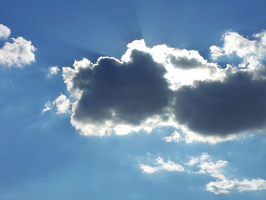 clouds, sun, sky, rays, cloud - sky, beauty in nature, low angle view HD wallpaper