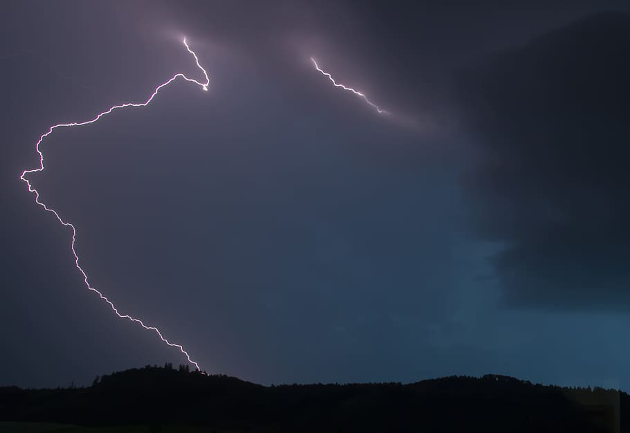 lightning at night, flash, thunderstorm, flash of lightning HD wallpaper