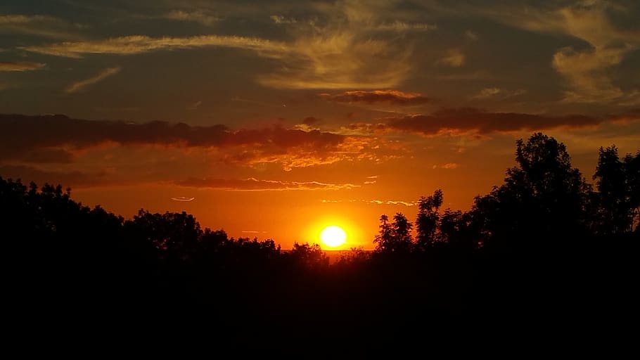 owen, sunset, evening sun, sky, silhouette, beauty in nature HD wallpaper