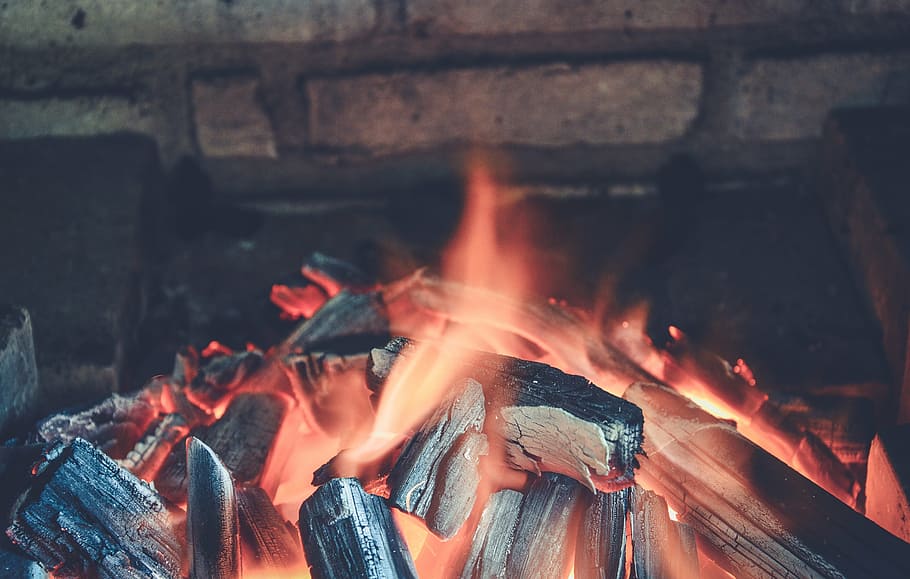 fired bonfire, hot, warm, fireplace, barbecue, coal, charcoal HD wallpaper