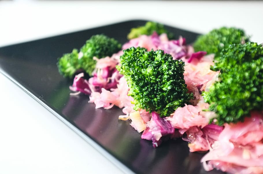 Broccoli with red cabbage, close up, healthy, food, vegetable
