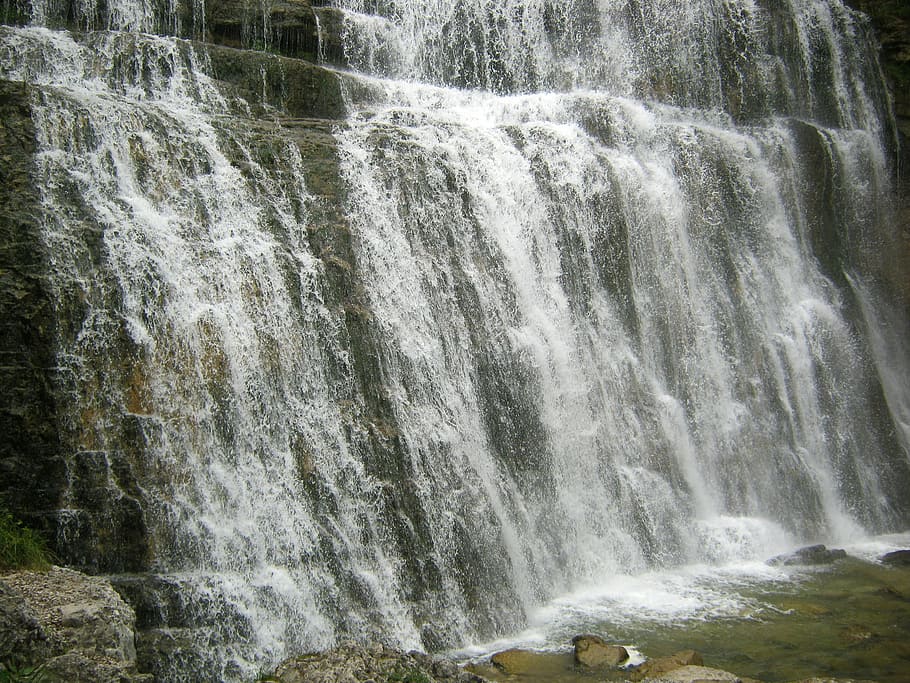 waterfall, large, strong, herrisson, nature, river, falling HD wallpaper