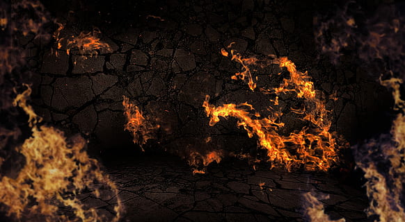 Flame, Background, Fire, Burn, Hot, Heat, stone wall, space HD wallpaper