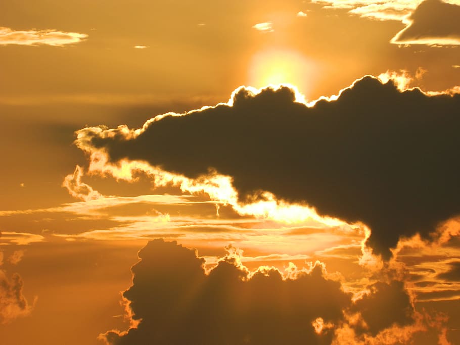 clouds, sunset, dramatic, sky, nature, landscape, summer, light HD wallpaper