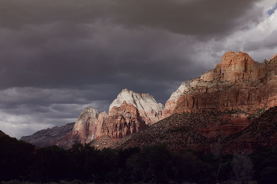 landscape photo of mountain, brown rock formation, canyon, mountains HD wallpaper