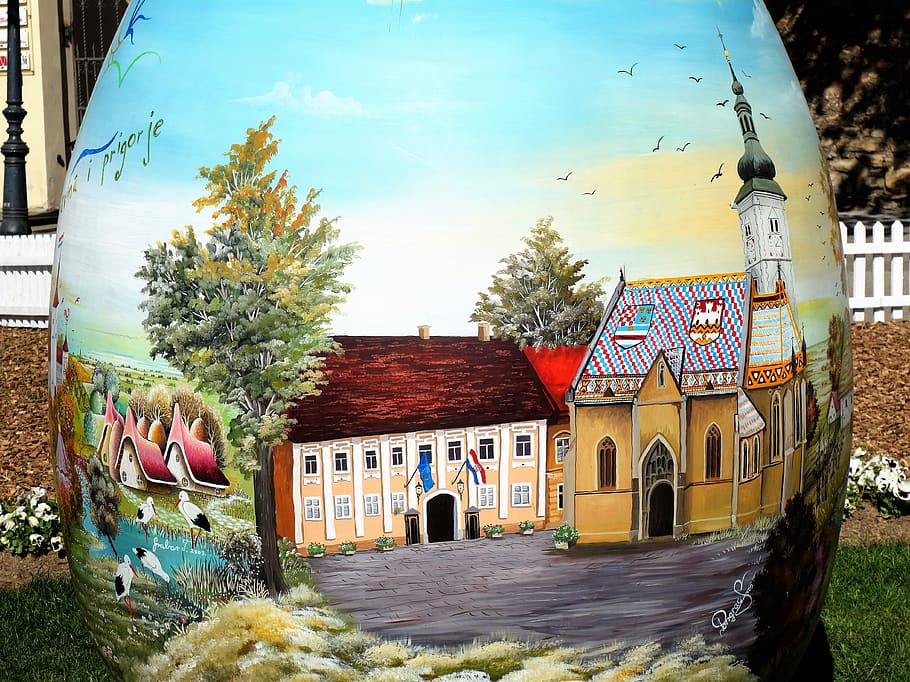 easter egg, croatian naive art, traditional, decoration, outdoors