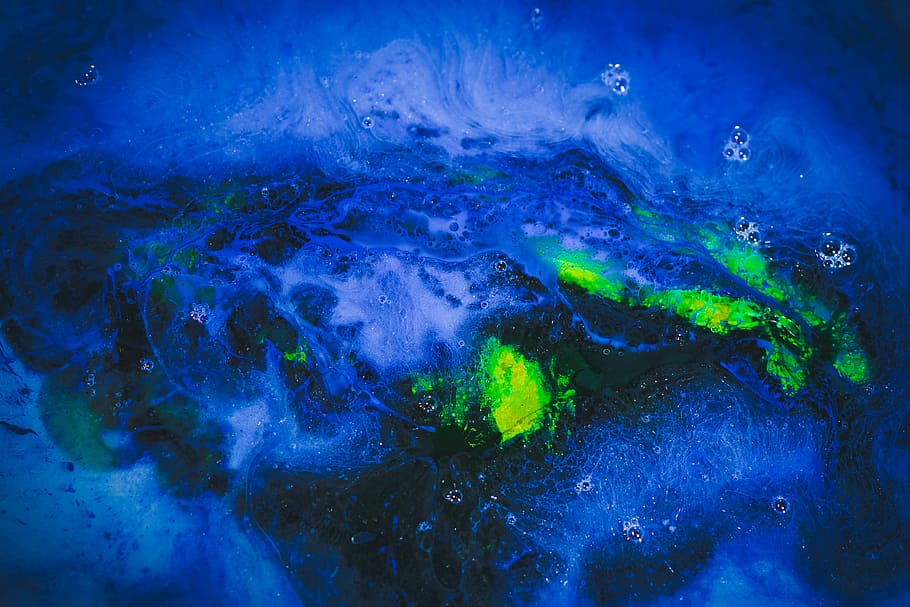 blue, black, and green abstract painting, cool, milk, water HD wallpaper