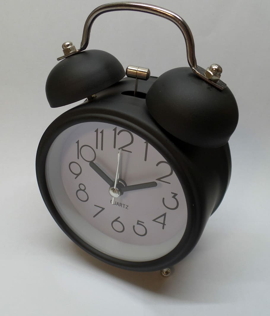 Bench, Alarm Clock, Time, clock hands, studio shot, no people HD wallpaper